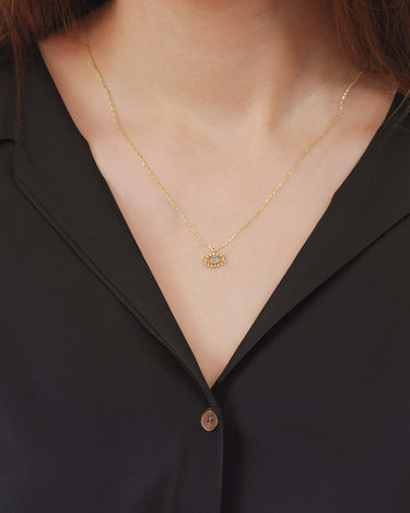 Gold Evil Eye Necklace | 14K Solid Gold - Mionza Jewelry-Chocker Necklace, Evil Eye Charm, Evil Eye Jewelry, Evil Eye Necklace, Evil Eye Pendant, Eye Shaped Necklace, Gold Evil Eye, gold evil eye necklace, Hamsa Necklace, Nazar Necklace, Protection Necklace, Tiny Evil Eye, Turkish Evil Eye