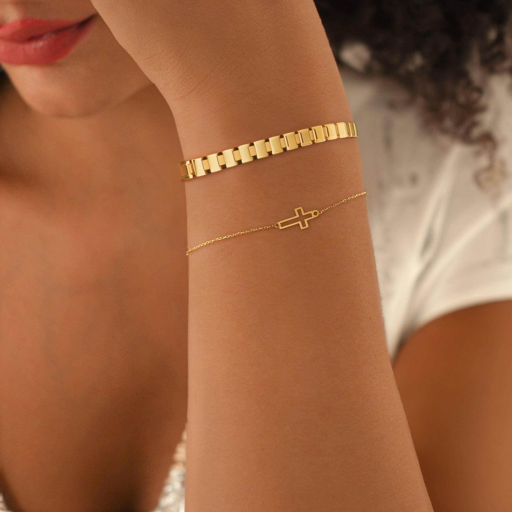 Cross Bracelets for Women | 14K Solid Gold - Mionza Jewelry-14k Gold Bracelet, baby baptism gift, baptisim gift girl, baptism gift boy, Charm cross bracelet, Cross bracelet, cross sideways, Crucifix Bracelets, first birthday gift, Gift for son, gold cross bracelet, Gold Dainty Bracelet, tiny cross, Tiny Cross Bracelet