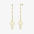 Dangle Cross Earrings | 14K Solid Gold - Mionza Jewelry-14K Solid Gold, 30th birthday gift, christian earrings, Christmas Gift, cross earrings women, cross jewelry, Cross Stud Earrings, Dangle Cross, dangle earrings, Gifts for Women, Hanging Cross, religious earrings, religious jewelry, Silver Cross Earring