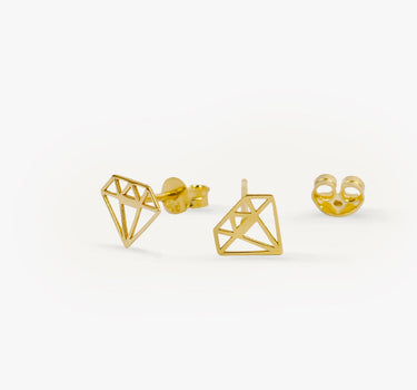 Diamond Shaped Stud Earrings | 14K Solid Gold Mionza