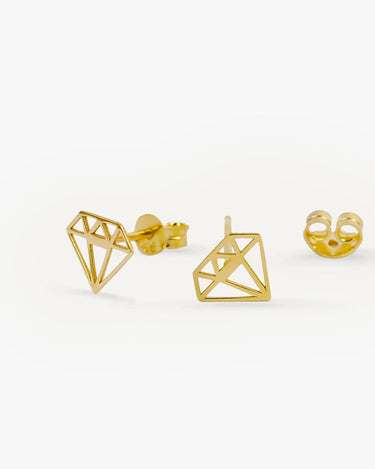 Diamond Shaped Stud Earrings | 14K Solid Gold - Mionza Jewelry-14K Solid Gold, Diamond Shape, Everyday Earrings, Everyday Studs, Geometric Earrings, Geometric Jewelry, Gold Diamond Studs, gold geometric earrings, Gold Stud Earrings, Minimalist Earrings, Solid Gold Earrings, Stud Earrings