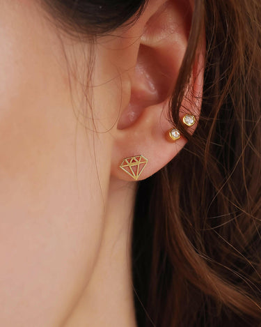 Diamond Shaped Stud Earrings | 14K Solid Gold - Mionza Jewelry-14K Solid Gold, Diamond Shape, Everyday Earrings, Everyday Studs, Geometric Earrings, Geometric Jewelry, Gold Diamond Studs, gold geometric earrings, Gold Stud Earrings, Minimalist Earrings, Solid Gold Earrings, Stud Earrings