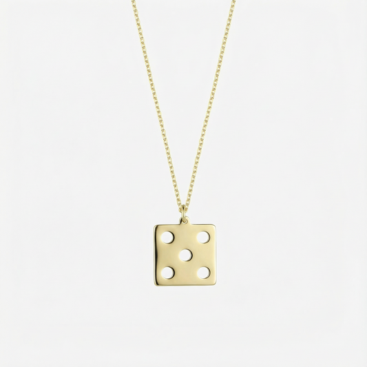 Dice Necklace | 14K Solid Gold