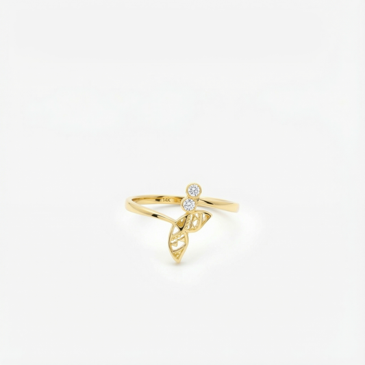 Dolphin Tail Ring | 14K Solid Gold
