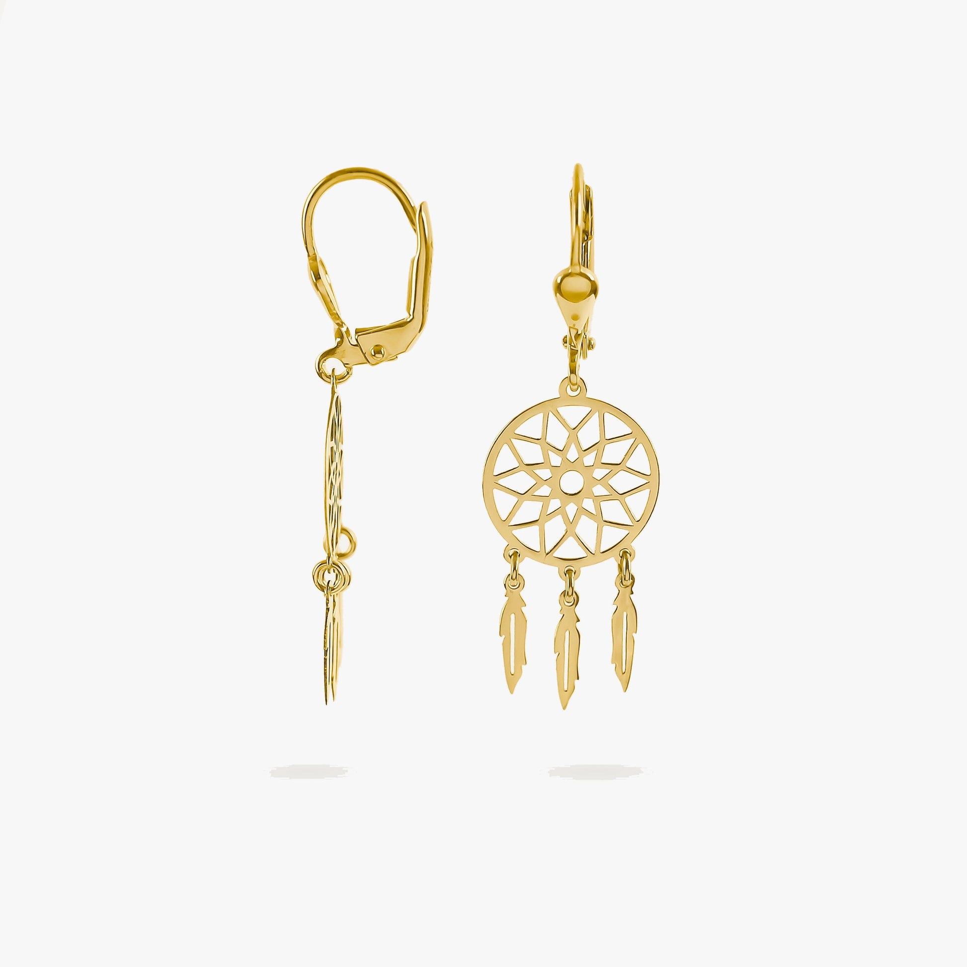 Gold Dreamcatcher Dangle Earrings