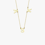 3 Initial Necklace | 14K Solid Gold