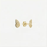 Butterfly Wing Stud Earrings | 14K Solid Gold