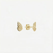 Butterfly Wing Stud Earrings in 14K Solid Gold