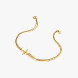 Cross Name Bracelet | 14K Solid Gold
