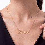 Classic Script Name Necklace - Solid Gold
