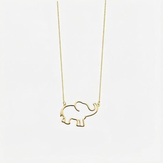 Gold Elephant Necklace | 14K Solid Gold