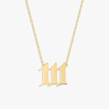 111 Angel Number Necklace | 14K Solid Gold