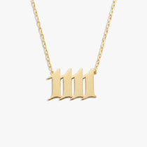 1111 Angel Number Necklace in Gold Plated, 10K Solid Gold or 14K Solid Gold