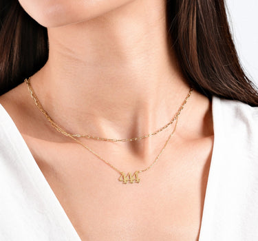 444 Angel Number Necklace | 14K Solid Gold