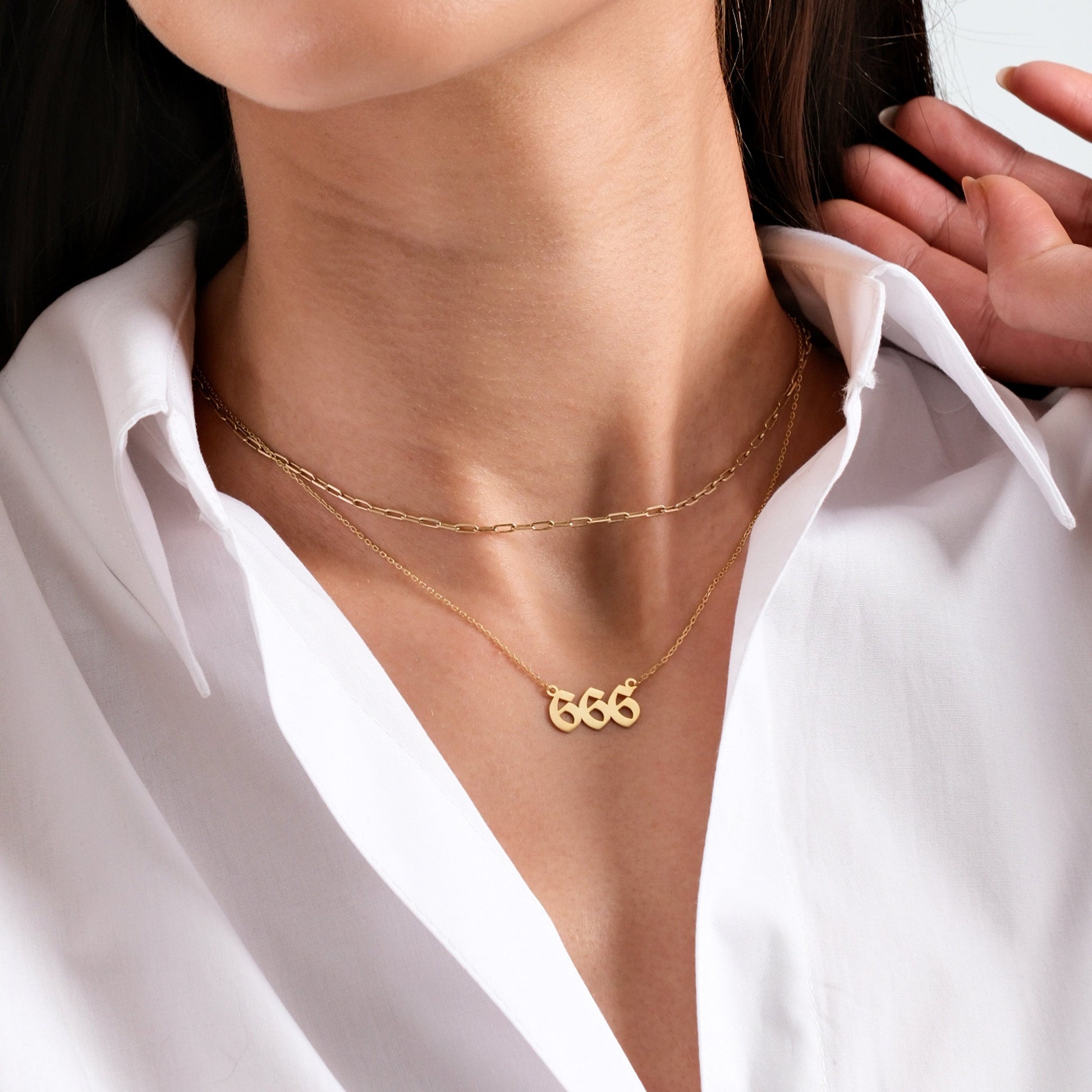 666 Angel Number Necklace | 14K Solid Gold