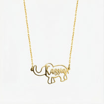 Personalized Elephant Necklace in 14K Solid Gold