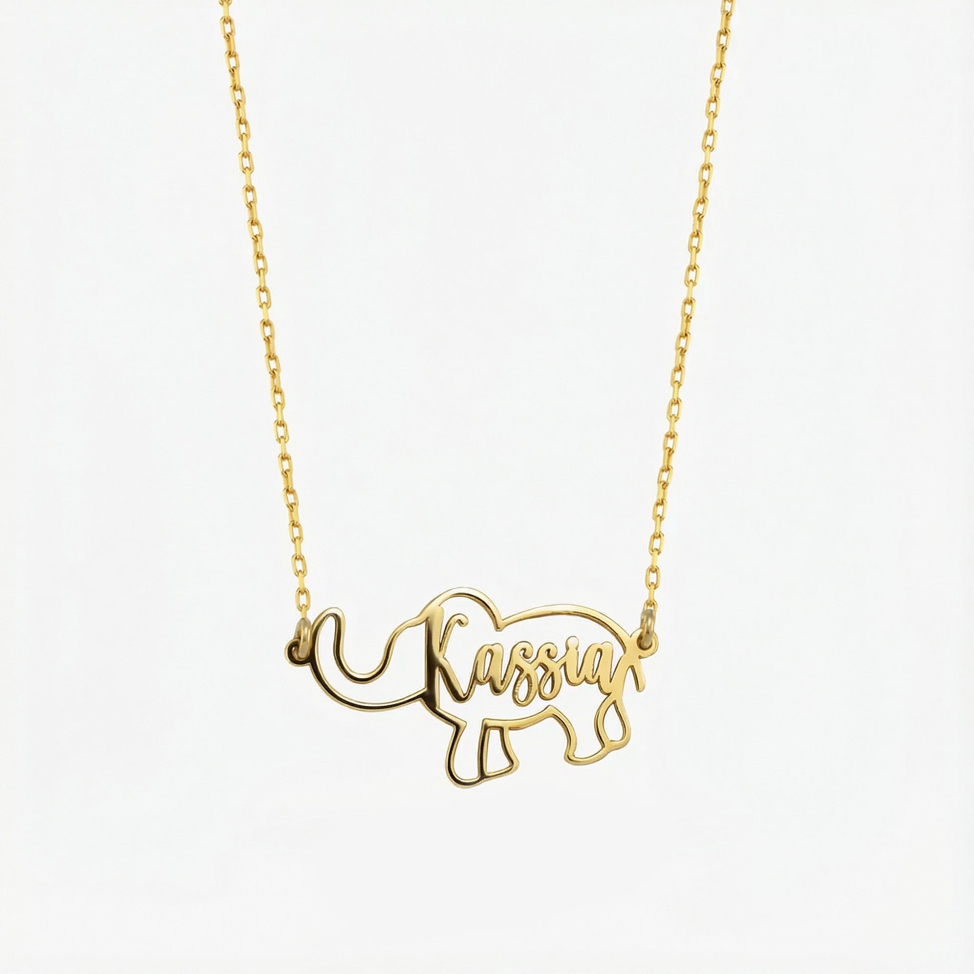 Personalized Elephant Necklace | 14K Solid Gold