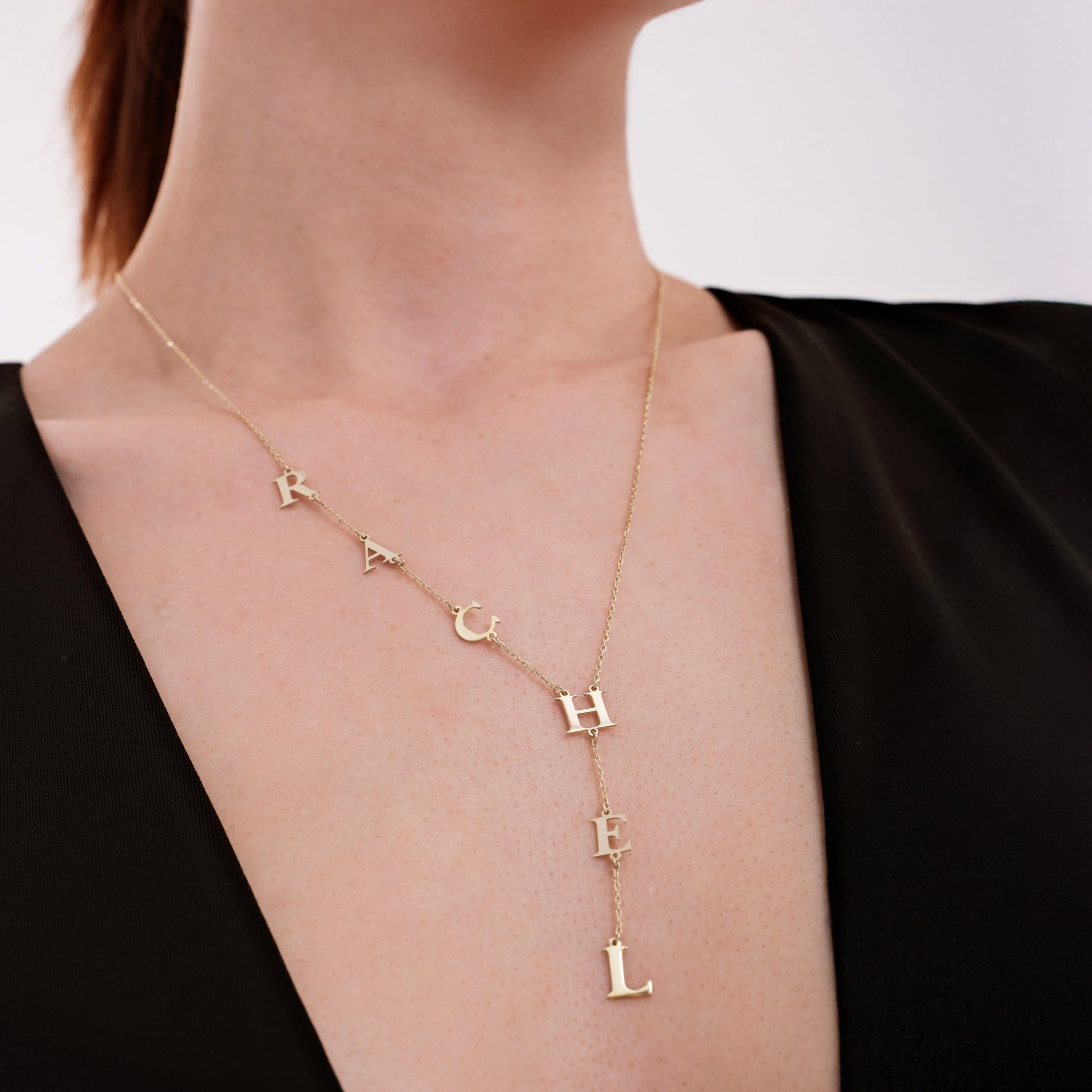 Personalized Lariat Y Necklace | 14K Solid Gold