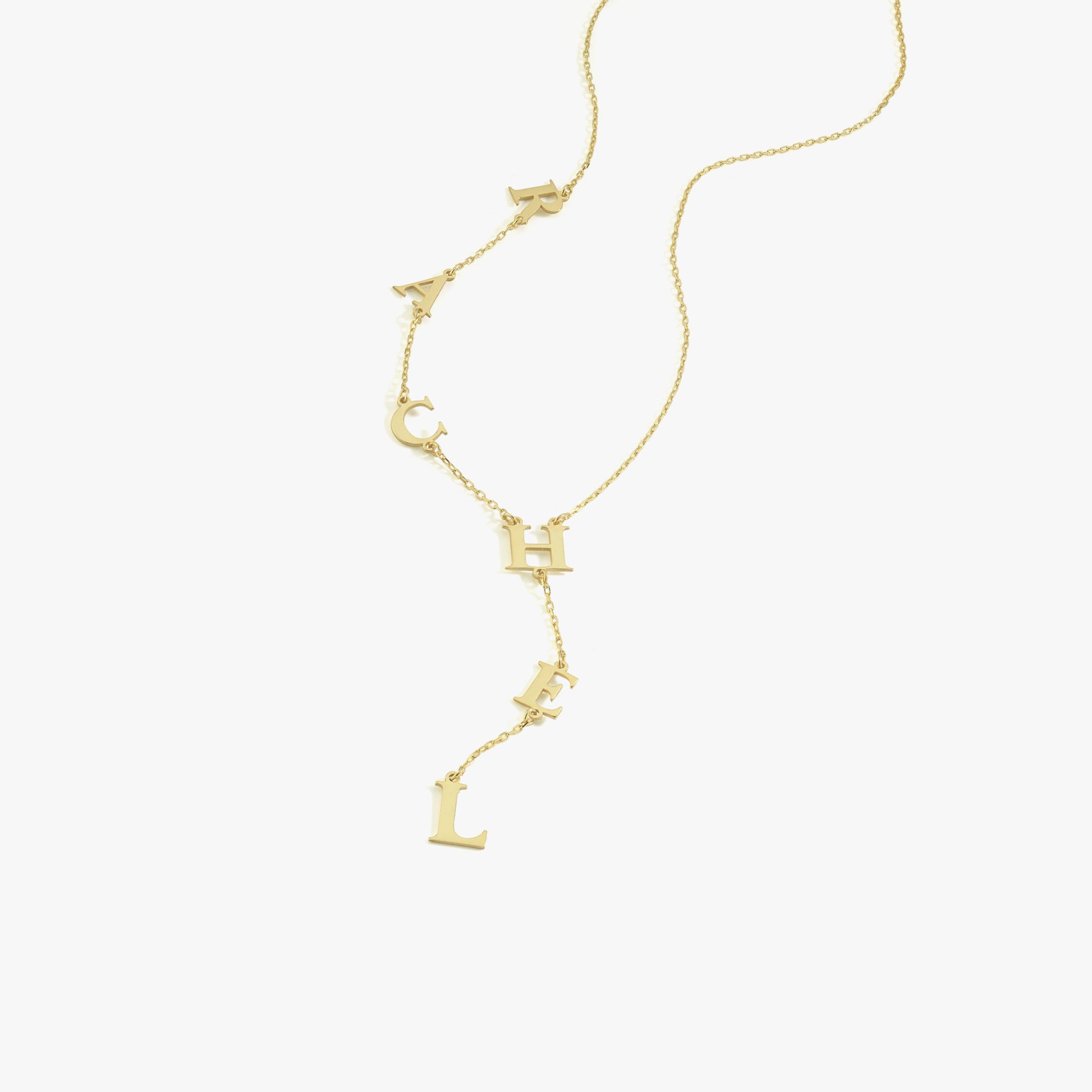 Personalized Lariat Y Necklace | 14K Solid Gold