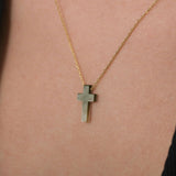 Gradient Opal Cross Necklace | 14K Solid Gold