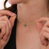 Gradient Opal Cross Necklace | 14K Solid Gold
