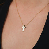 Gradient Opal Cross Necklace | 14K Solid Gold
