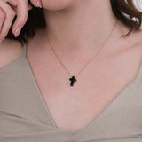 Black Cross Necklace | 14K Solid Gold