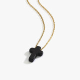Black Cross Necklace | 14K Solid Gold