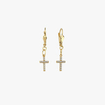 Leverback Cross Earrings in 14K Solid Gold