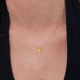 Orange Opal Cross Necklace | 14K Solid Gold