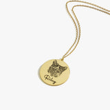 Engraved Pet Photo Necklace | 14K Solid Gold