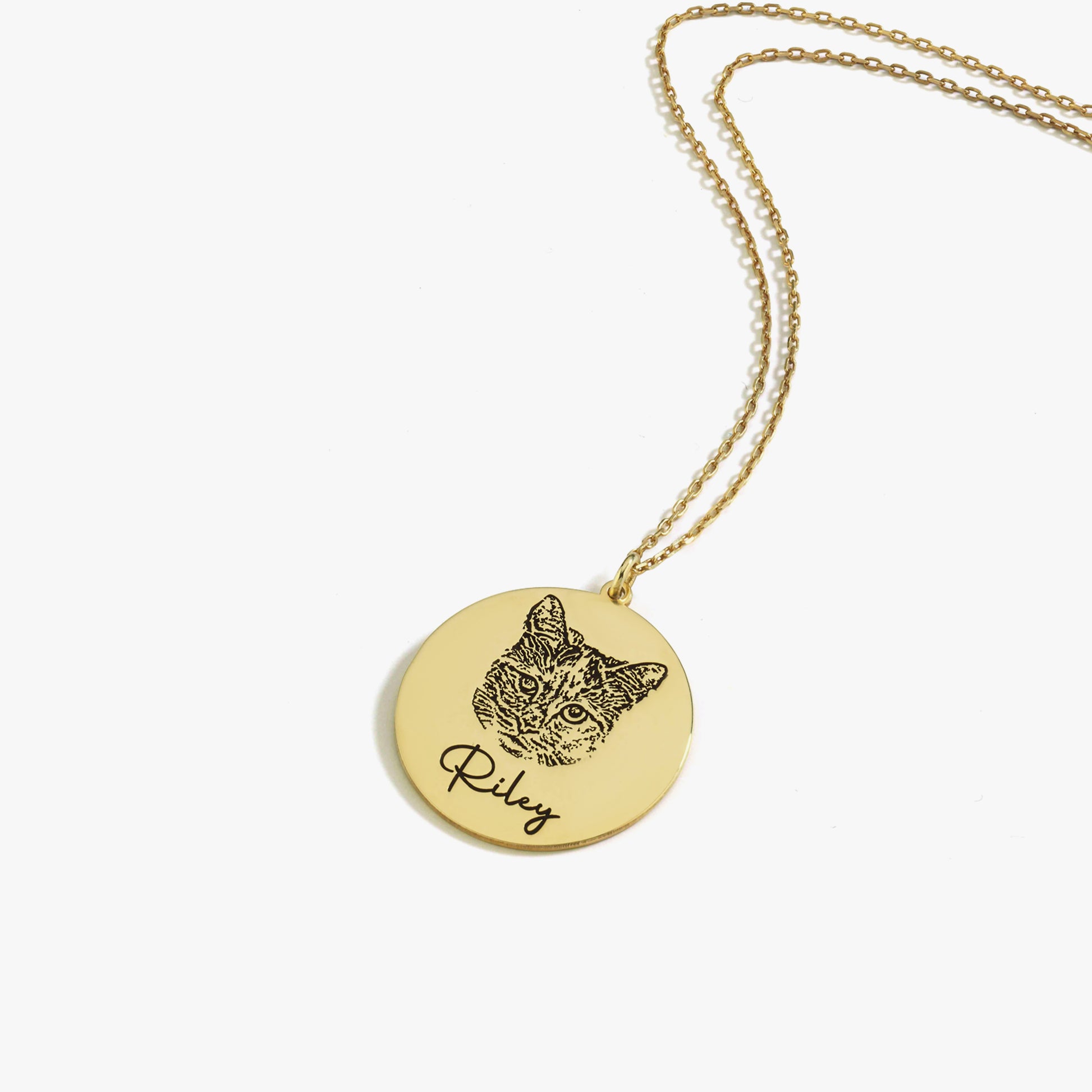 Engraved Pet Photo Necklace | 14K Gold Plated