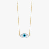 White Opal Evil Eye Necklace | 14K Solid Gold