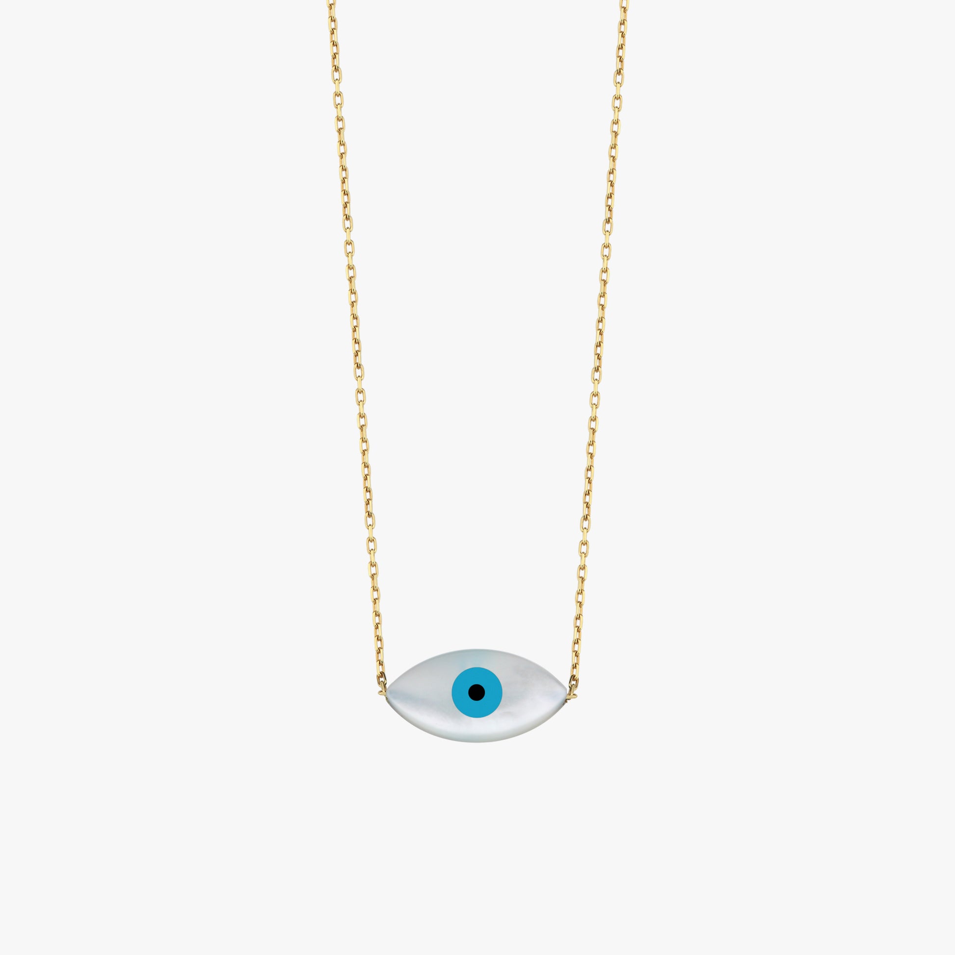 White Opal Evil Eye Necklace | 14K Solid Gold