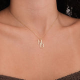 Couples Initial Necklace | 14K Solid Gold
