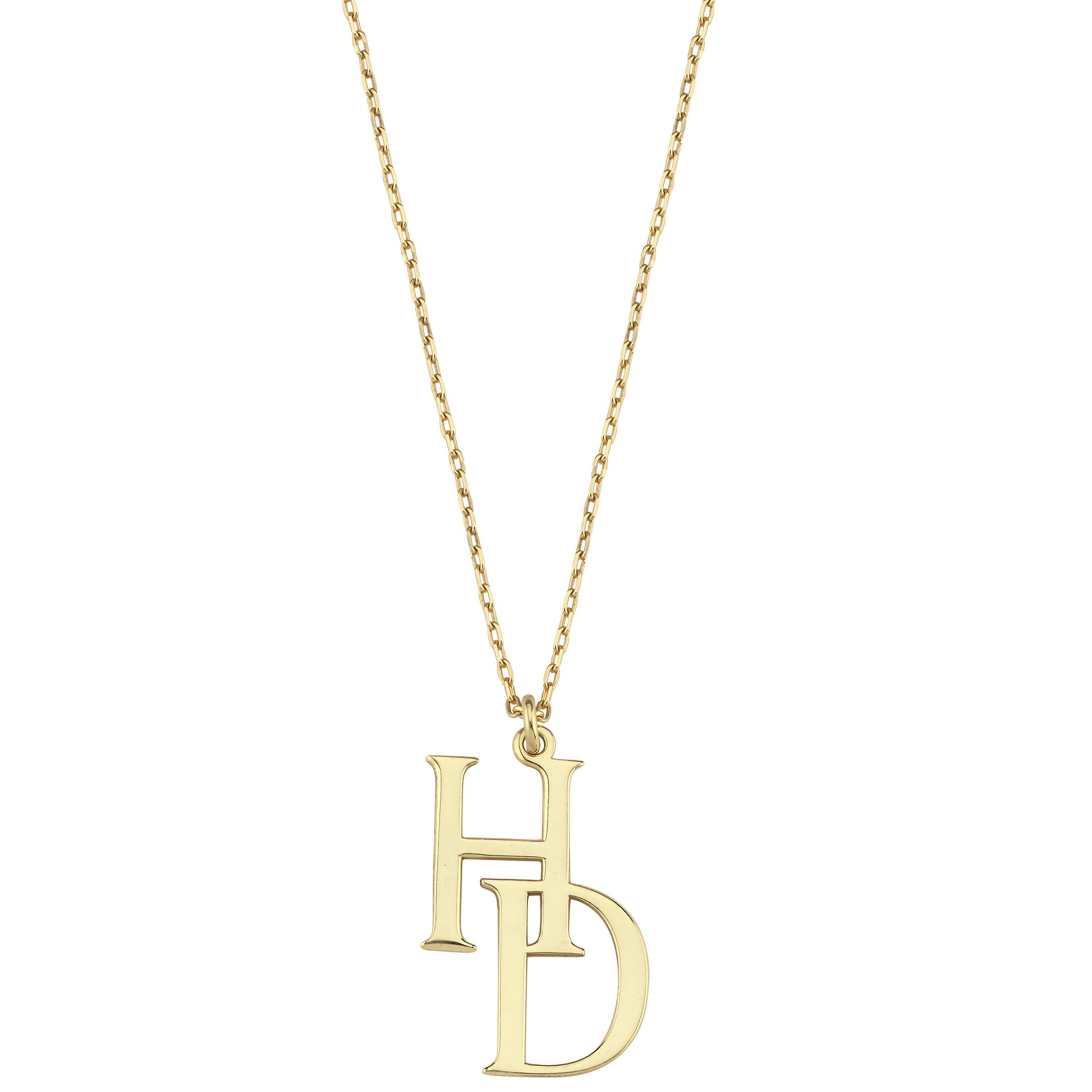 Couples Initial Necklace | 14K Solid Gold