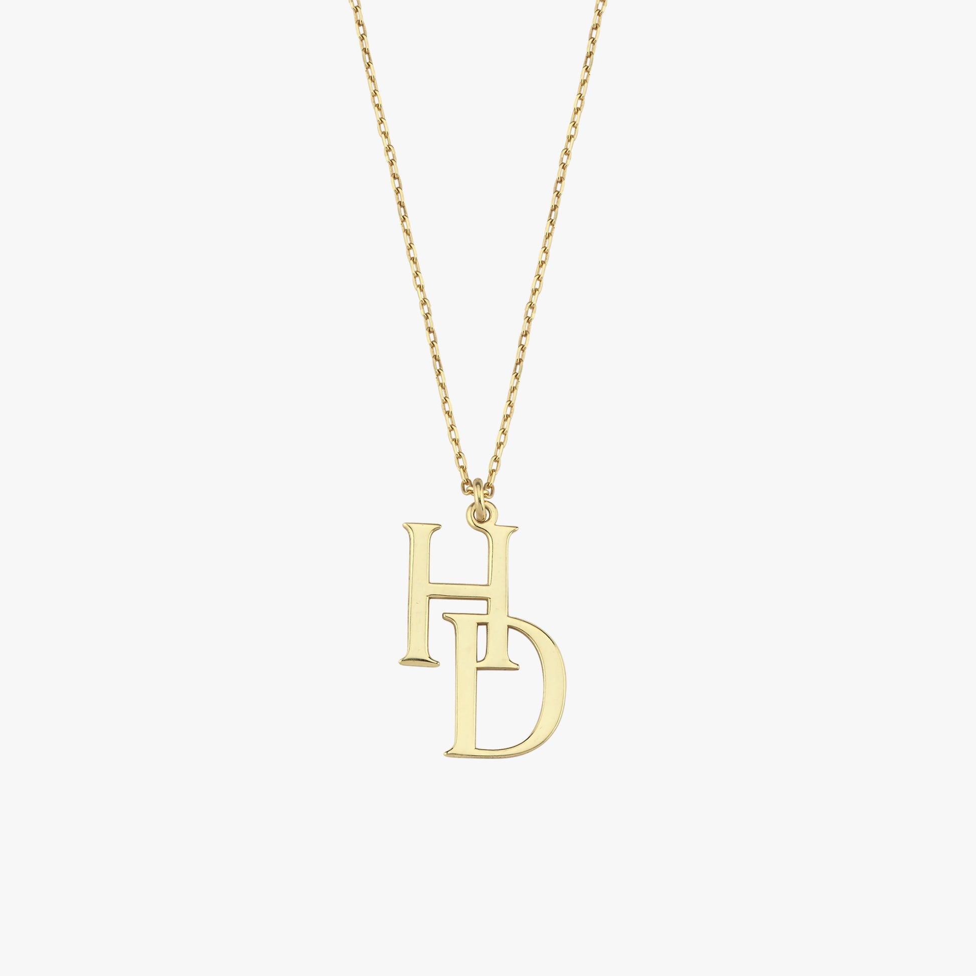 Couples Initial Necklace | 14K Solid Gold
