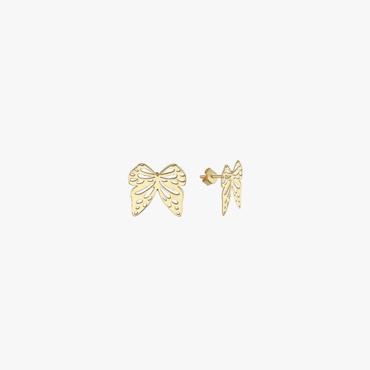 Ribbon Bow Earrings | 14K Solid Gold