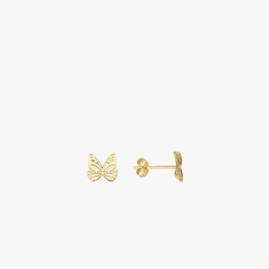 Butterfly Stud Earrings | 14K Solid Gold