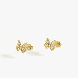 Butterfly Stud Earrings | 14K Solid Gold
