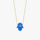 Blue Opal Hamsa Necklace | 14K Solid Gold