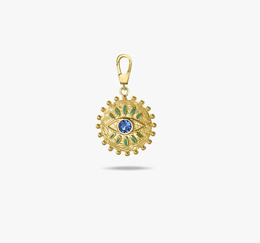 Evil Eye Charm Necklace | 14K Solid Gold Mionza