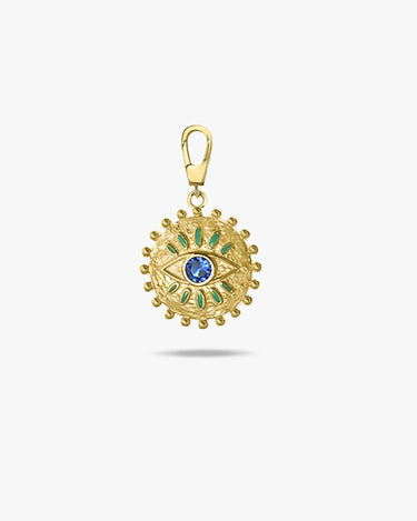 Evil Eye Charm Necklace | 14K Solid Gold - Mionza Jewelry-charm bracelet, charm earrings, christmas gift, evil eye anklet, evil eye bracelet, evil eye charms, evil eye earrings, evil eye jewelry, evil eye necklace, evil eye pendant, good luck charm, lobster clasp, protection charm