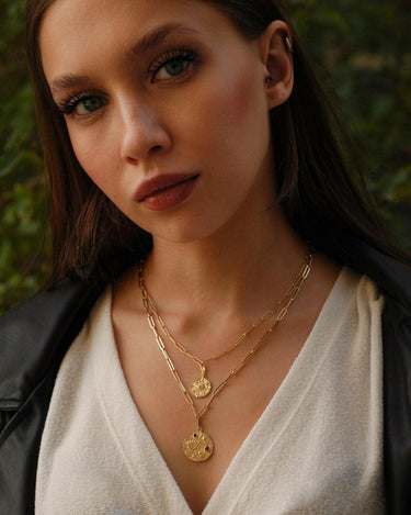 Evil Eye Gold Charm | 14K Solid Gold - Mionza Jewelry-charm necklace, christmas gift, coin necklace, evil eye charm, gold charm necklace, gold coin necklace, gold disc necklace, good luck charm, jewelry charm, lucky charm, protection charm, protection necklace, Push in Clasp