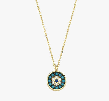 Dainty Evil Eye Necklace | 14K Solid Gold - Mionza Jewelry-14k Gold Evil eye, 14k gold necklace, 14k Solid Gold Evil, Bridesmaid Jewelry, Evil Eye Necklace, evil eye pendant, Eye Necklace, gold evil eye necklace, good luck necklace, Hamsa Necklace, Lucky Charm pendant, nazar necklace, protection necklace