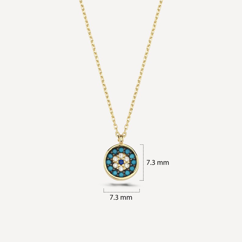 Dainty Evil Eye Necklace | 14K Solid Gold - Mionza Jewelry-14k Gold Evil eye, 14k gold necklace, 14k Solid Gold Evil, Bridesmaid Jewelry, Evil Eye Necklace, evil eye pendant, Eye Necklace, gold evil eye necklace, good luck necklace, Hamsa Necklace, Lucky Charm pendant, nazar necklace, protection necklace