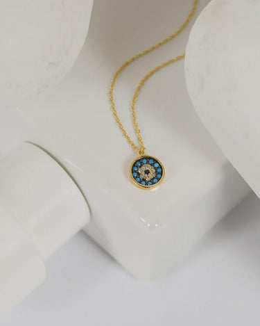 Dainty Evil Eye Necklace | 14K Solid Gold - Mionza Jewelry-14k Gold Evil eye, 14k gold necklace, 14k Solid Gold Evil, Bridesmaid Jewelry, Evil Eye Necklace, evil eye pendant, Eye Necklace, gold evil eye necklace, good luck necklace, Hamsa Necklace, Lucky Charm pendant, nazar necklace, protection necklace