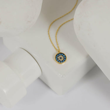 Dainty Evil Eye Necklace | 14K Solid Gold - Mionza Jewelry-14k Gold Evil eye, 14k gold necklace, 14k Solid Gold Evil, Bridesmaid Jewelry, Evil Eye Necklace, evil eye pendant, Eye Necklace, gold evil eye necklace, good luck necklace, Hamsa Necklace, Lucky Charm pendant, nazar necklace, protection necklace