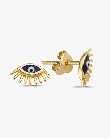 Eye Earrings | 14K Solid Gold - Mionza Jewelry-14k evil eye studs, 14k gold earrings, 14k gold eye studs, 14k small evil eye, 14kt gold earrings, evil eye earrings, gold earrings women, gold evil eye studs, gold eye earrings, gold stud earrings, minimalist earrings, real gold evil eye, womens 14k gold