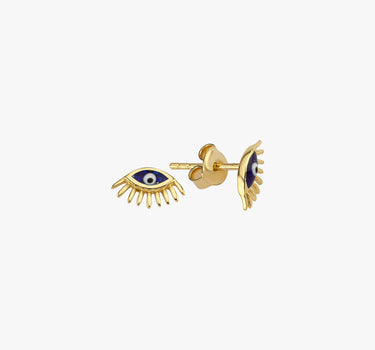 Eye Earrings | 14K Solid Gold - Mionza Jewelry-14k evil eye studs, 14k gold earrings, 14k gold eye studs, 14k small evil eye, 14kt gold earrings, evil eye earrings, gold earrings women, gold evil eye studs, gold eye earrings, gold stud earrings, minimalist earrings, real gold evil eye, womens 14k gold